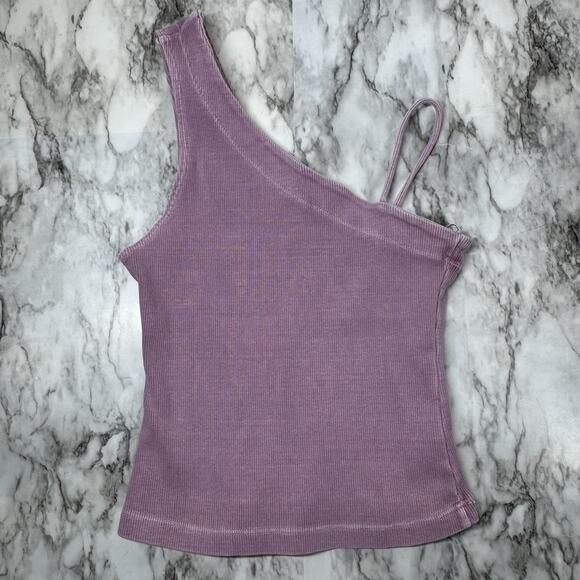 Free People Tops - Free People Tan Lines Asymmetrical Ribbed Tank Top Size XS Purple We The Free